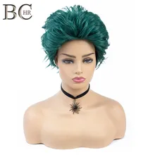 BCHR короткие темно-зеленые парики для косплея натуральные Жаростойкие синтетические вечерние парики для женщин