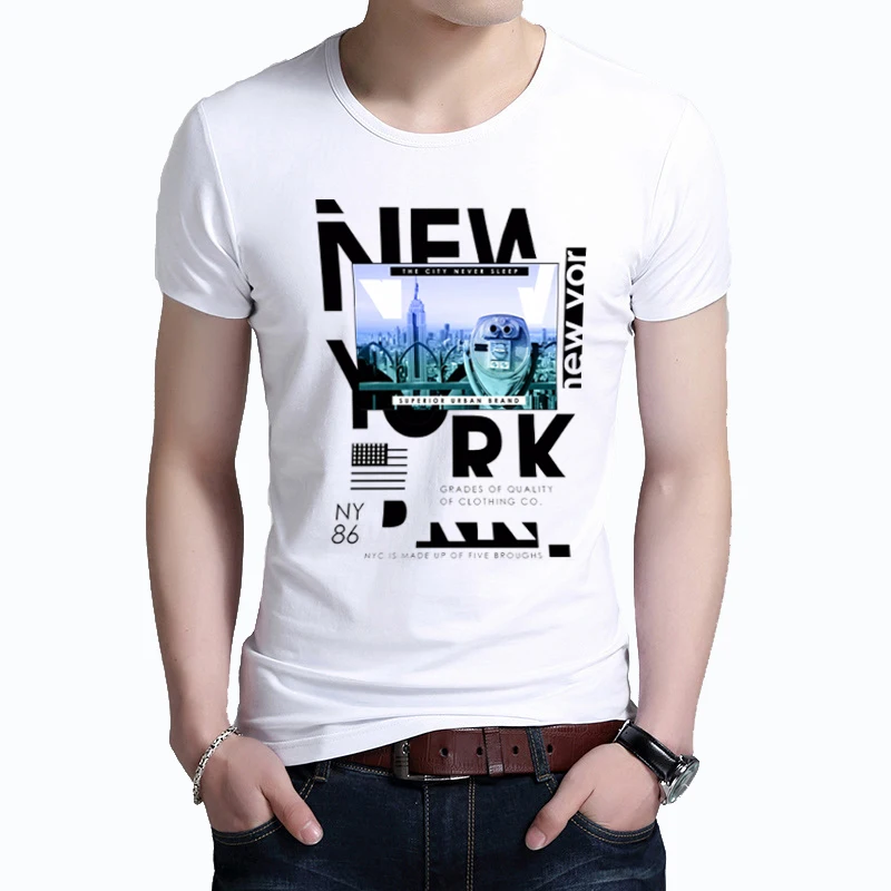 

TFETTERS 2019 Male New Summer Casual Men T-shirt Short Sleeve T-shirt Men Print Slim Cotton streetwear Clothes Men Tops & Tees
