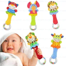 2016 Baby Rattle Toys Animal Hand Bells Plush Baby Toy High Quality Newbron Gift Christmas Animal Style Free Shipping