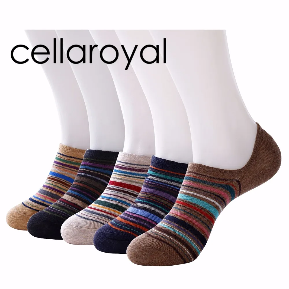 Cellaroyal Men's Casual No Show Low Cut Cotton Socks 1 Pair,Colorful