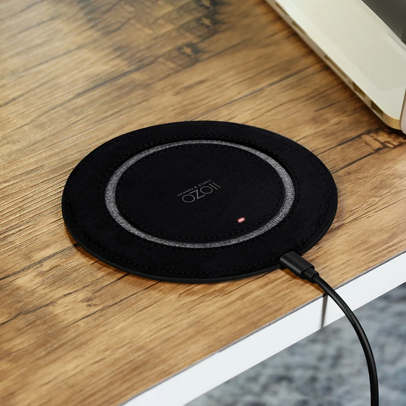 

IIOZO Wireless Charger for iPhone X 8 8 Plus 5MM Ultra Thin Leather Fast QI Wireless Charger Pad for Samsung Note8 S8 S7 S6 Edge