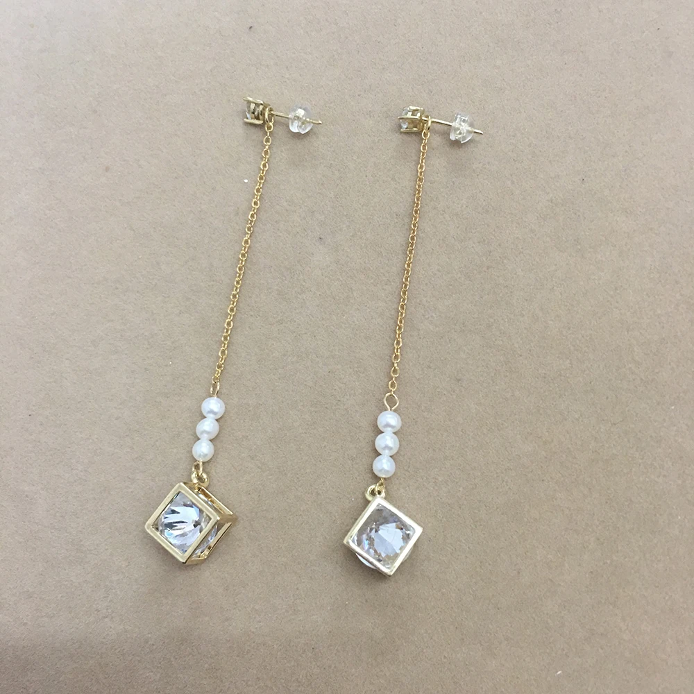 100% nature freshwater pearl earring with 925 silver hook -- AAA baroque Pearl,8.5 cm length, perfect round pearl earring