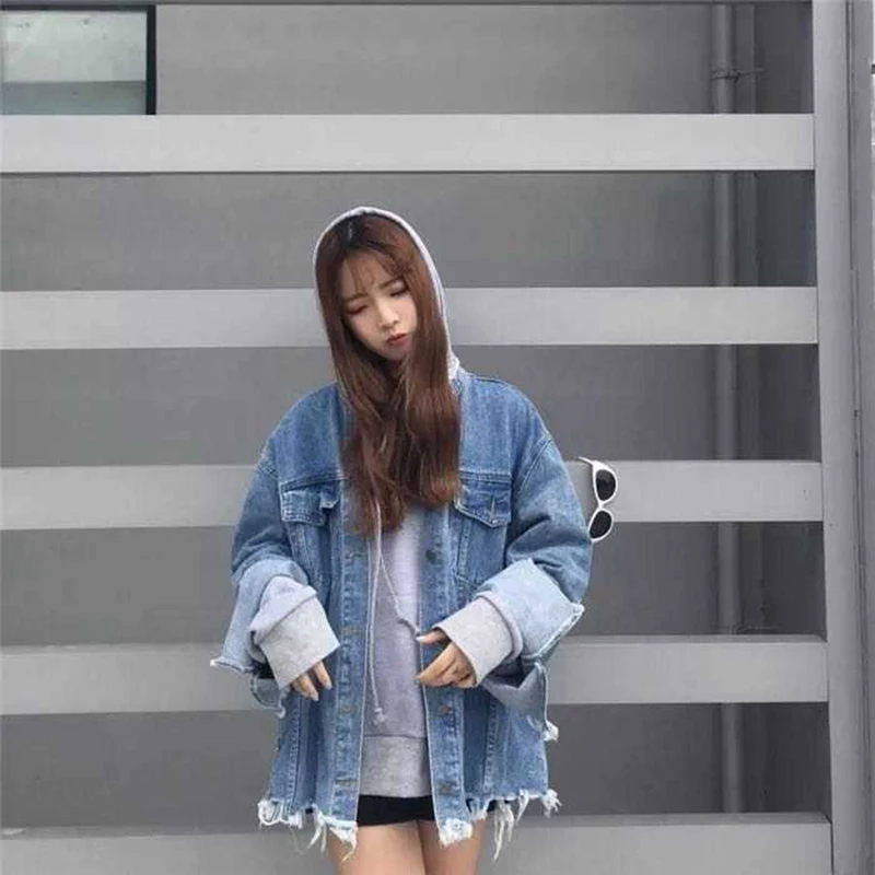 Jackets Women Spring Summer Trendy Holes Long Sleeves Ulzzang Loose Female Korean Style Harajuku Womens Clothing Chic Casual