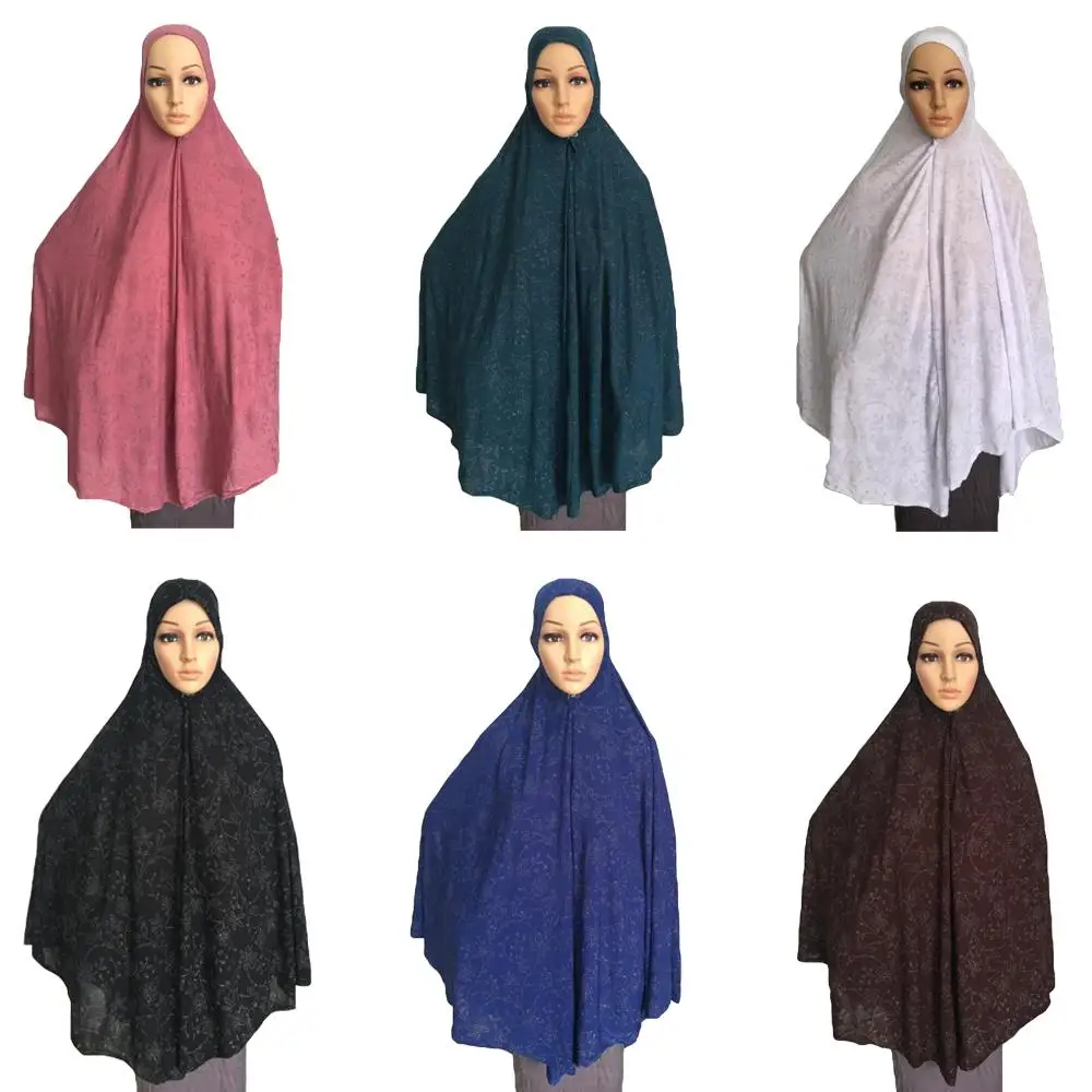 

Muslim Women Prayer Dress Long Scarf Hijab Large Overhead Amira Full Cover Islamic Arab Hijabs Niquabs Prayer Garment 120*110cm