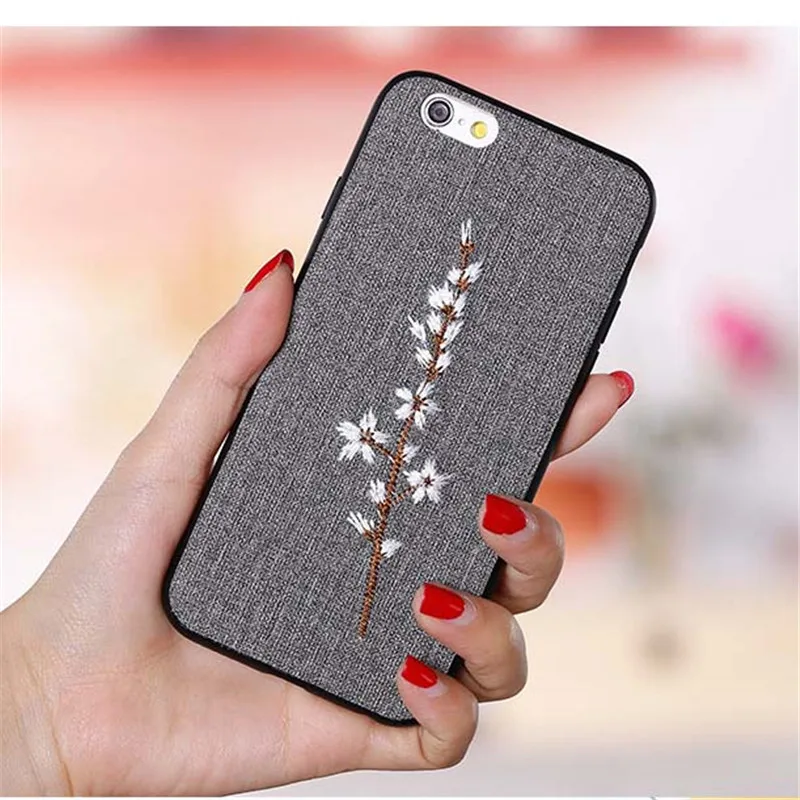 

For iphone 8 8 Plus Case 6S 6 Plus Woven design embroid flower floral Silicone tpu Phone Case For iphone 7 7 Plus Back cover