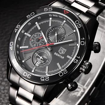 

Luxury Brand BENYAR Waterproof Men's Watches Full Steel Quartz Analog Army Military Sport Watch Men Clock Male Relogio Masculino