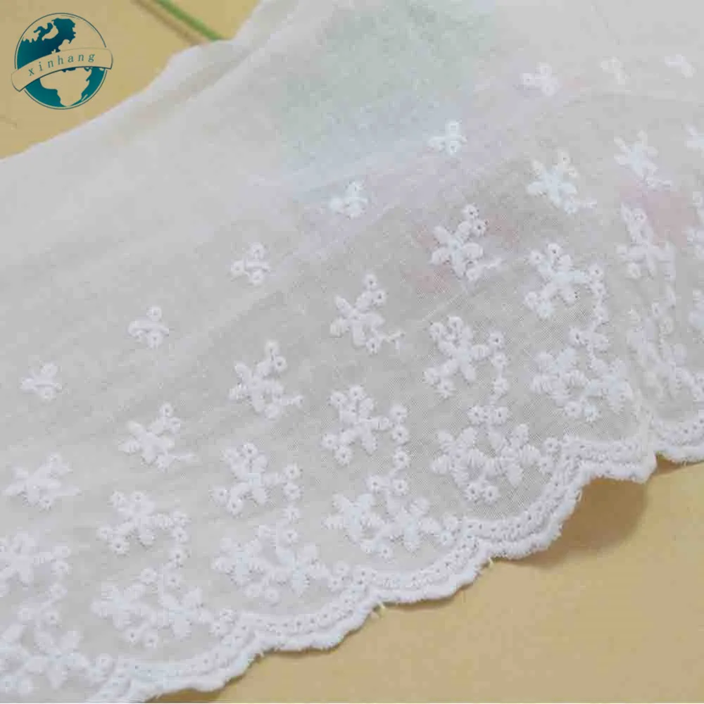 흰색 100% 코튼 원단 자수 프렌치 레이스 리본 Guipure Diy 트림, 워프 뜨게 바느질 의류 액세서리 3299, 14cm