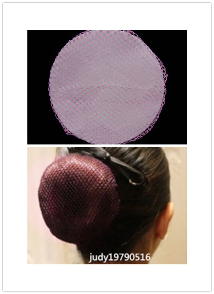 100 PCS Horse Show Pinup Dressage Crew Burlesque Plain Bun Cover Bow Hair Snood Net White Color