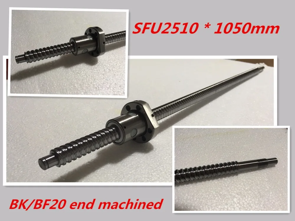 1pc 25mm Ball Screw Rolled C7 ballscrew SFU2510 1050mm BK20 BF20 end processing 1pc SFU2510 Ballscrew