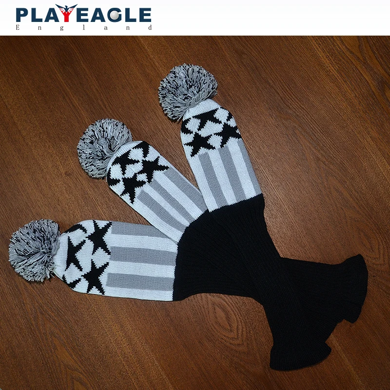 Golf Clubs Headcover 3pcs/set Kniting Golf Driver Wood Head Covers Knit Wool 1 3 5 Fairway Grey Stripe Headcover with Number Tag Golf Clubs Headcover 3pcs/set Kniting Golf Driver Wood Head Covers Knit Wool 1 3 5 Fairway Grey Stripe Headcover with Number Tag
