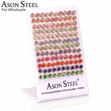 Асон сталь нержавеющая сталь золото/серебро опал серьги 60 пар/лот женские серьги-гвоздики модные рождественские украшения