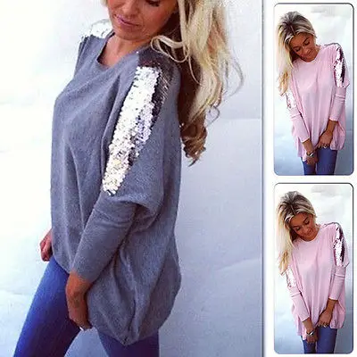 

Fashion Women Ladies Casual Long Sleeve Crewneck Loose Sexy T Shirt Tops Autumn Spring