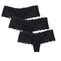 Ixuejie, 3 шт./лот, сексуальные женские стринги, нижнее белье для девушек, танга, кружевные стринги, бесшовное, прозрачное, трусики с низкой талией - изображение