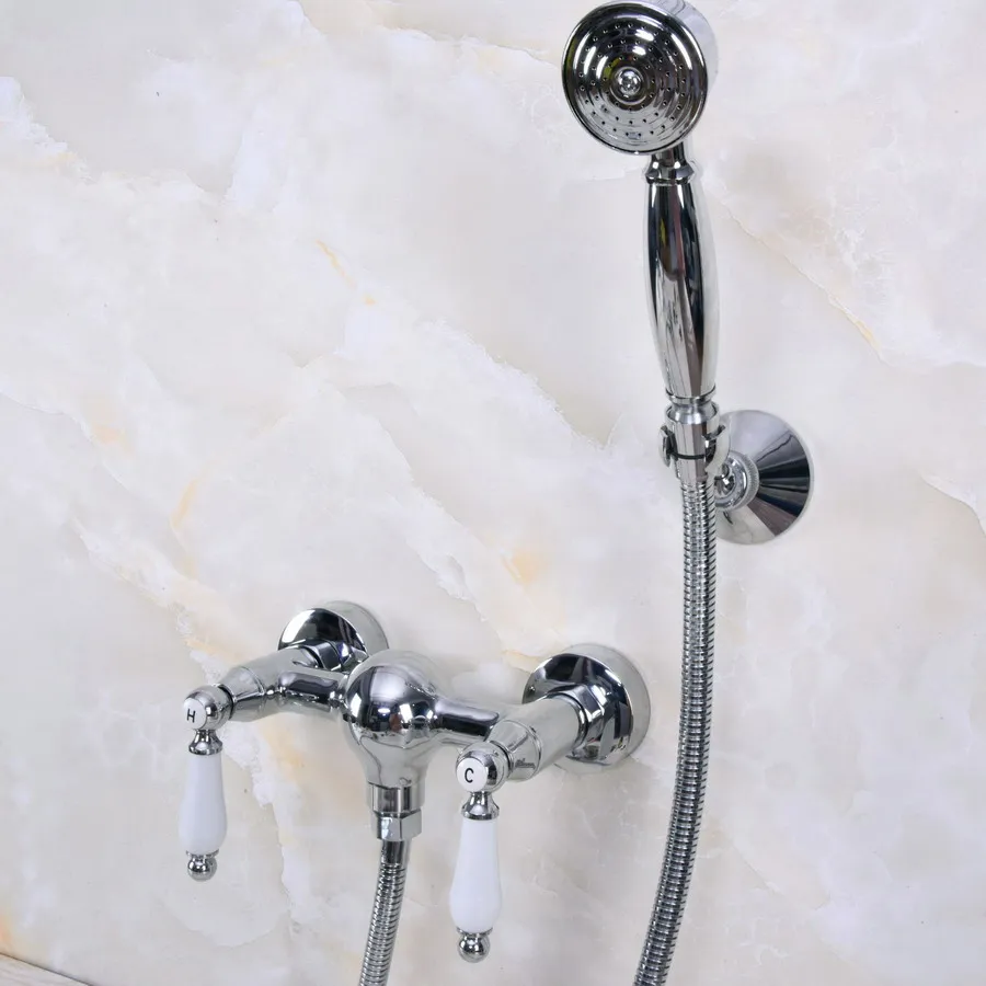 Современный Настенный хром латунь Ванная комната ручной душ кран смесителя набор телефон Форма рук спрей Насадки для душа ana283