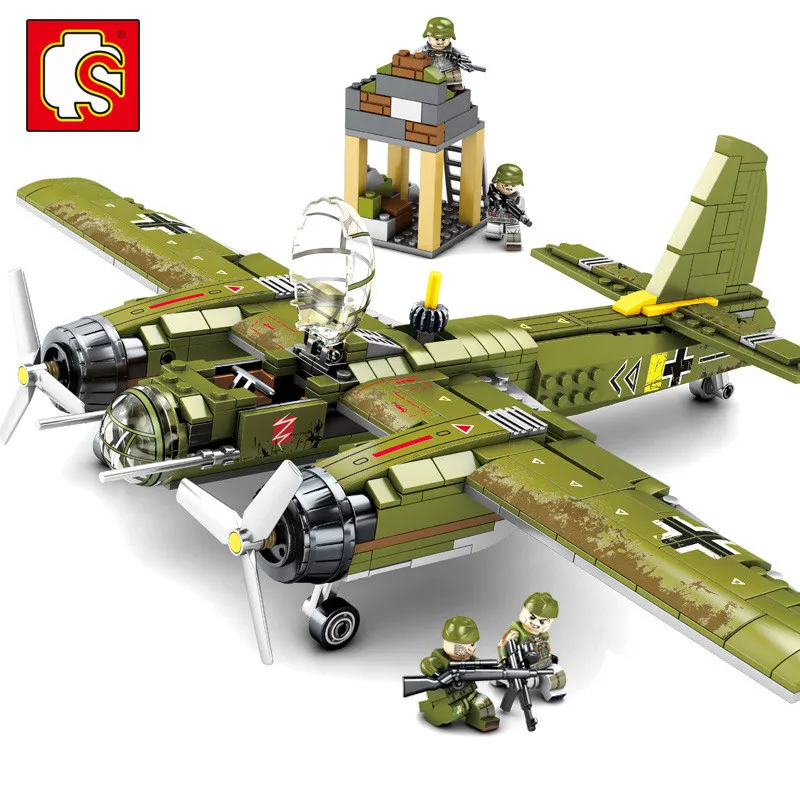 Compatible Legoing WW2 German JU-88 Bomber Fighter Block Set Military World War Army Model Toy For Kids 559pcs Bombing Plane