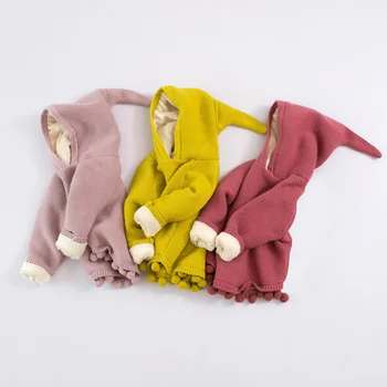 

Milancel 2018 New Winter Toddler Sweaters Hooded Children's Sweaters Cotton Padded Girls Knitted Sweater Casual Kids Knitwear