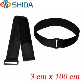

10pcs/lot 3cm x 100cm Nylon Cable Ties Fastener Tape with Plastic Button Hook and Loop Strap with Buckle for Wire Management