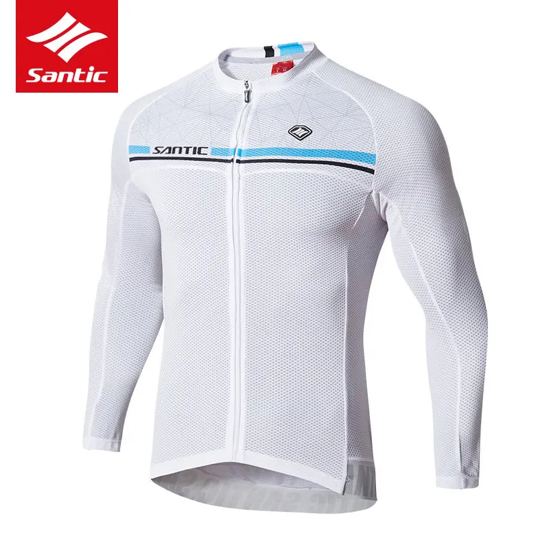 Best Santic 2019 Outdoor Sports Cycling Jersey Spring Summer Bike Bicycle Long Sleeves MTB Clothing Shirts Wear Bike Jersey White
