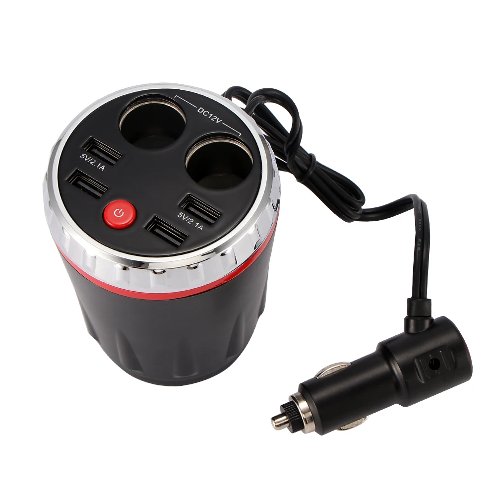 4 USB 5V Car Charging Kit Holder 2 Car Charger Socket Charging Cup 2.1A Port Universal Battery Test