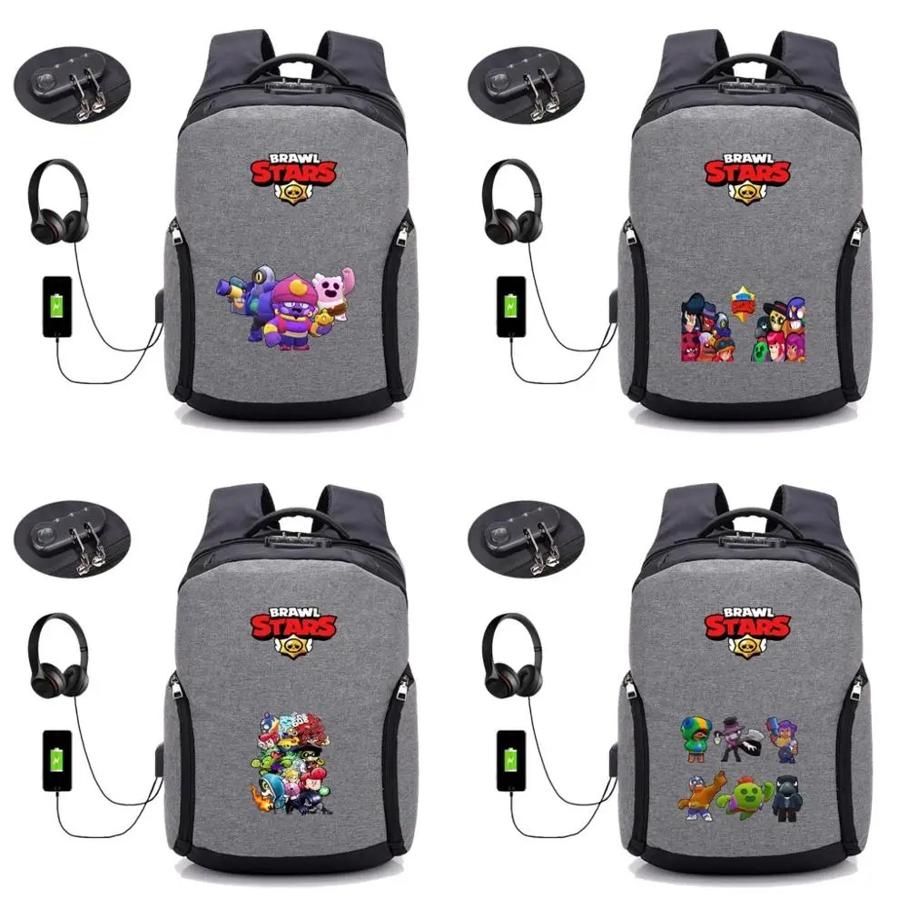 

Game Brawl Stars backpack USB Charge Anti-theft women men Shoulder Travel Bag student school bag bakcpack