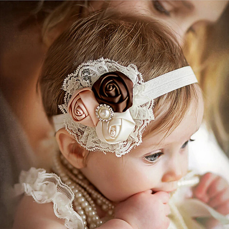 

TWDVS Newborn Flower Headwear Kids Flower Headband Pink Lace Hair Bands Girl Felt Flower Scarf Girl Hair Accessories w-033