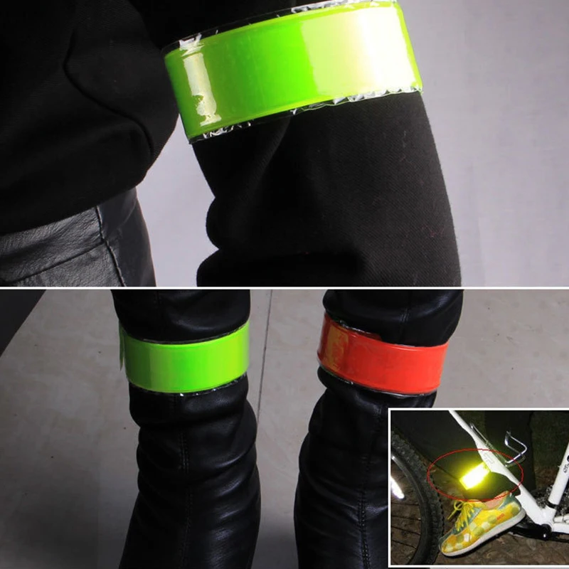 Perfect Hot sale Reflective Tapes Bike Stickers Running Cycling Reflective Strip Safety Warning Light Bicycle Bind Pants Leg Strap 5