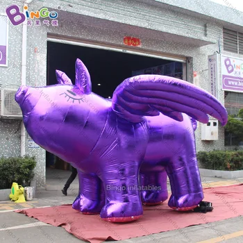 

FACTORY OUTLET 3.7x3.7x2.5m inflatable purple pig with wings personalized hanging flying pig balloon decoration