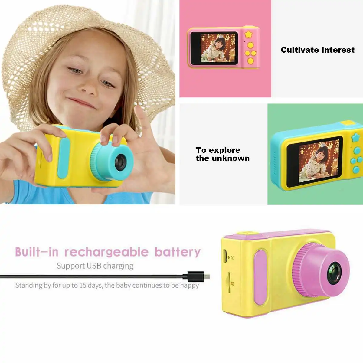 Мини цифровая детская камера 1080 p HD игрушка фотография видео дети камера милый подарок для дня рождения развивающие игрушки