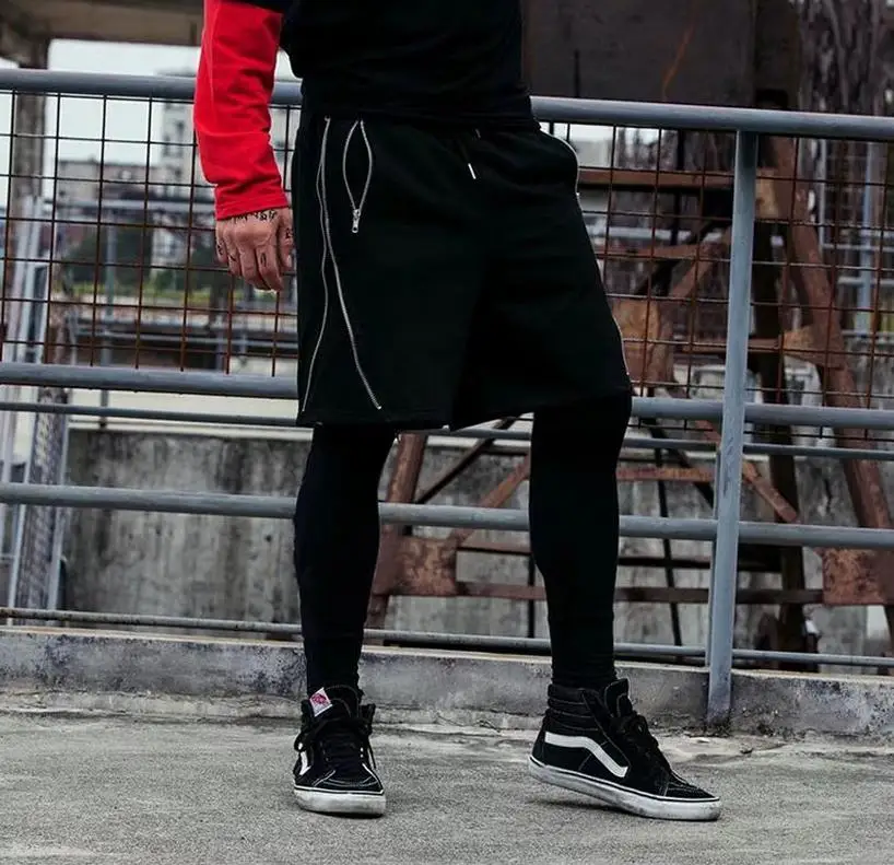 Fashion Street Wear Summer New Men Shorts Side Ribbon Cross Drawstring Hip hop Street Dance Men Summer Running Bodysuit Leggings13