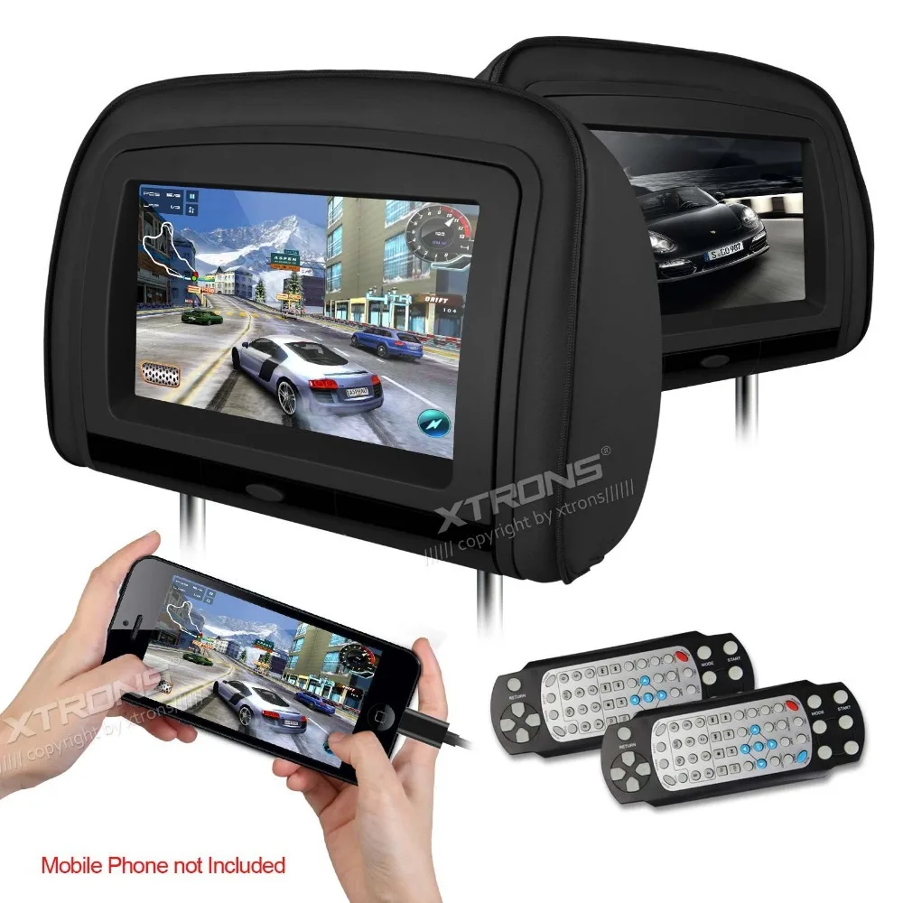 Sale 2x9" Black Color Car Headrest DVD Player with Buit-in HDMI Port Digital Screen/ IR/ FM Transmitter 0