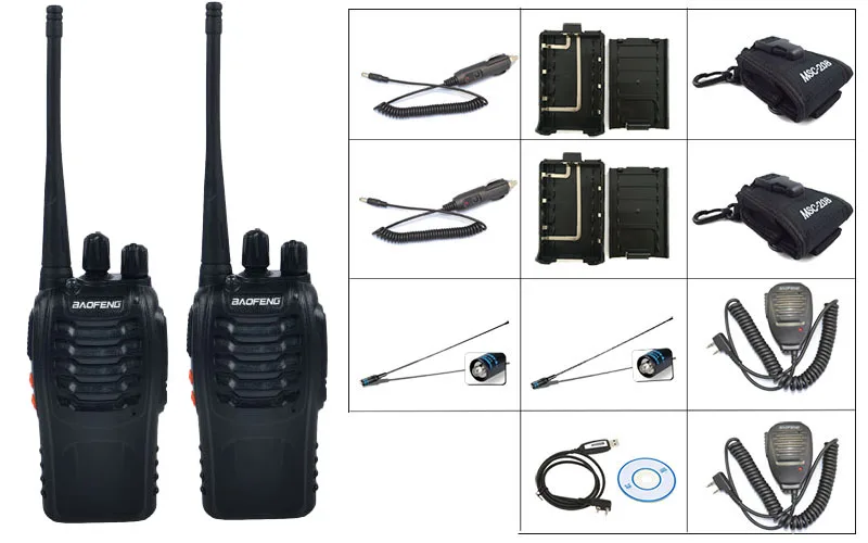 

2 PCS Black BaoFeng BF-888S WalkieTalkie with 2X NA 771-F antenna+1X programming cable+2Xbaofeng mic+2X 20B case+2x car charger