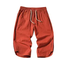 Мужские летние модные расслабляющий чистый цвет льняные свободные плюс размер Летние Стильные мужские льняные повседневные шорты#503