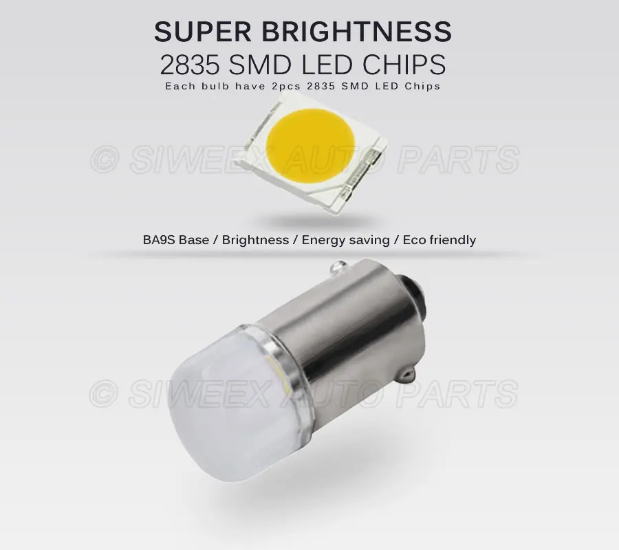 Лампы белого цвета с BA9S гнездо T4w 2835 SMD 2 светодиодный задний фонарь сигнала поворота Светильник Автомобиля, на танкетке, с боковой лампы 12V