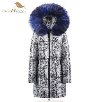 

SISHION 2019 Fashion Autumn Winter Women Casual Thin Hooded Snake Print Parkas QY0221 Plus Size Long Coat Parkas Femme