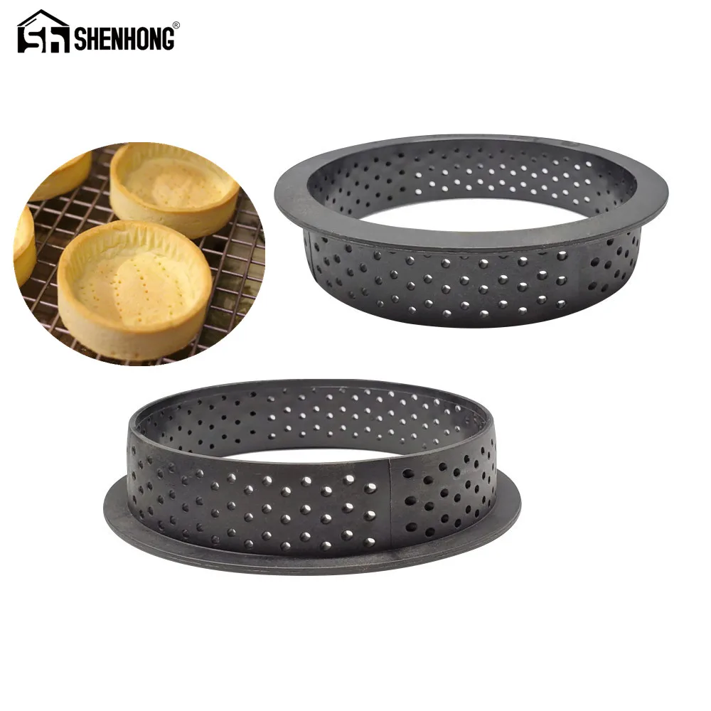 

SHENHONG Fruit Tart Ring Tartlet Molds French Dessert Mousse Quiche Cake Mold Tartelettes au Citron Tarte Tatin Cheese Lemon Pie