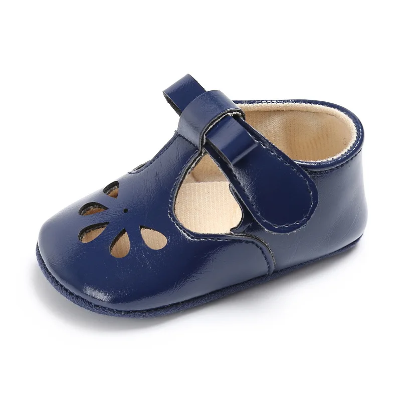 Мягкие Мокасины для новорожденного из искусственной кожи с резиновой подошвой; модная обувь с цветами для маленьких девочек; вечерние туфли для первых ходунков - Цвет: blue