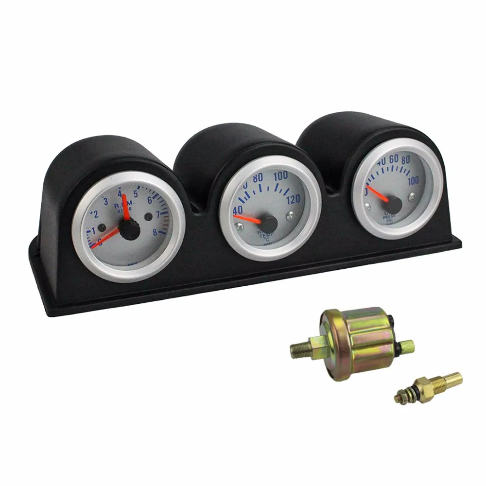 2inch 52MM Triple Tachometer RPM+water temp gauge+Oil press Pressure