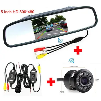 

GreenYi HD 5" 800*480 Car Rear View Mirror Monitor + Night Vision Waterproof Rear Reverse Backup Camera + 2.4Ghz Wireless Kit