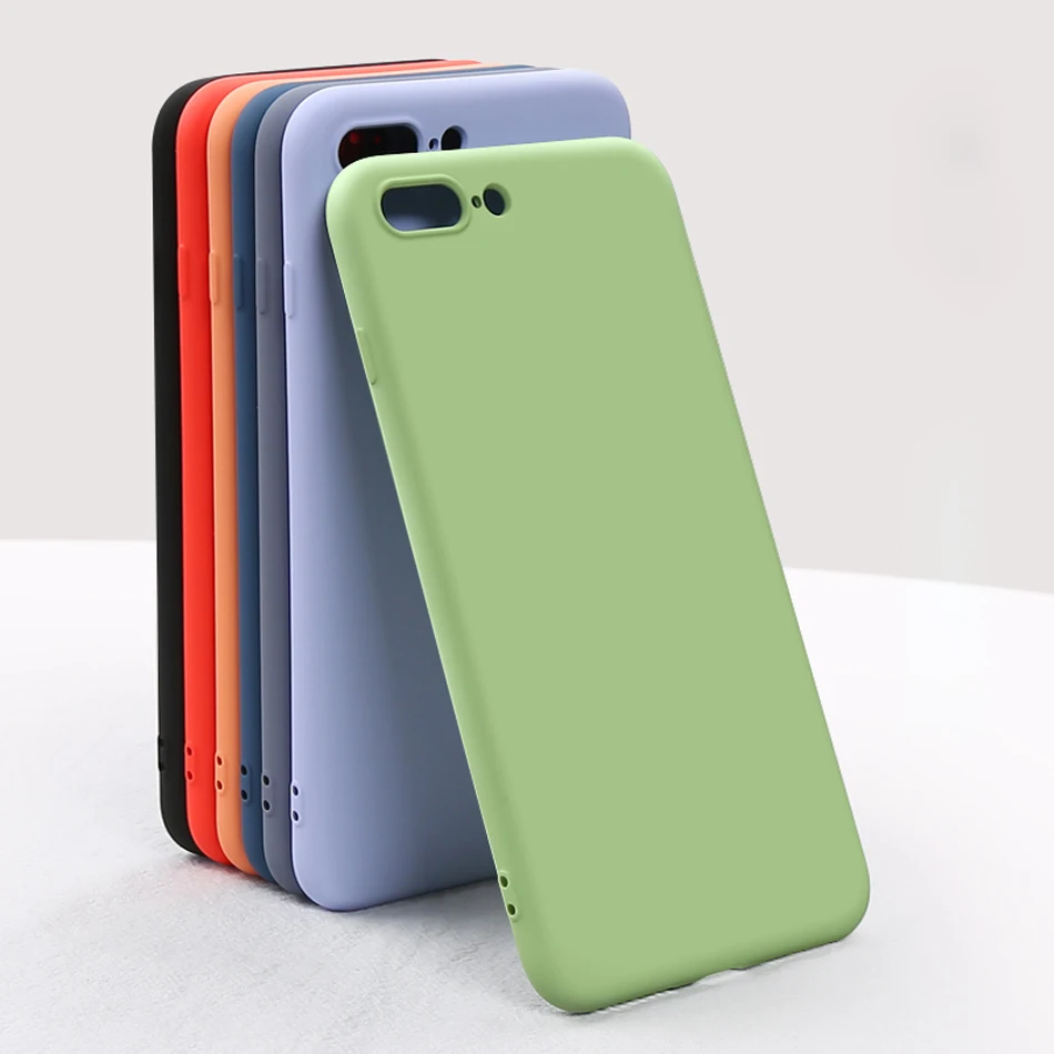 

Tpu soft border case bumper for iphone 7 7Plus case Unti-knock Dirt-resistant Liquid Silicone Funda cover for iphone 8 6 6S plus