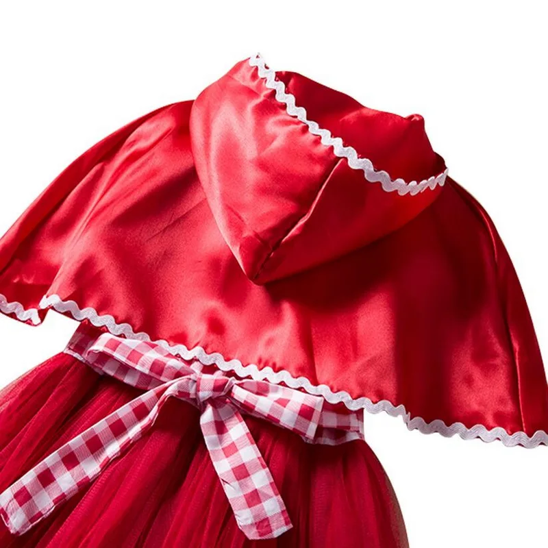 Костюмы на Хэллоуин для девочек; платье-пачка принцессы с красной шапочкой и накидка для детей; маскарадный костюм на Рождество; Vestido От 1 до 6 лет