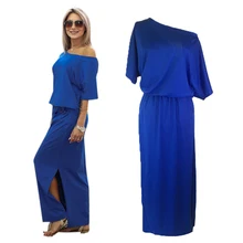 Sexy Split Up Maxi Dresses for Women Ladies Party Prom Club Vestidos Plus Size Casual Loose Short Sleeve Button Long Dress Blue Sexy Split Up Maxi Dresses for Women Ladies Party Prom Club Vestidos Plus Size Casual Loose Short Sleeve Button Long Dress Blue