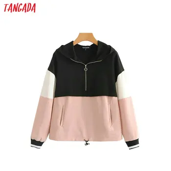 

Tangada women bomber jacket pink female autumn 2019 long sleeve zipper ladies oversized jackets outwear HY140