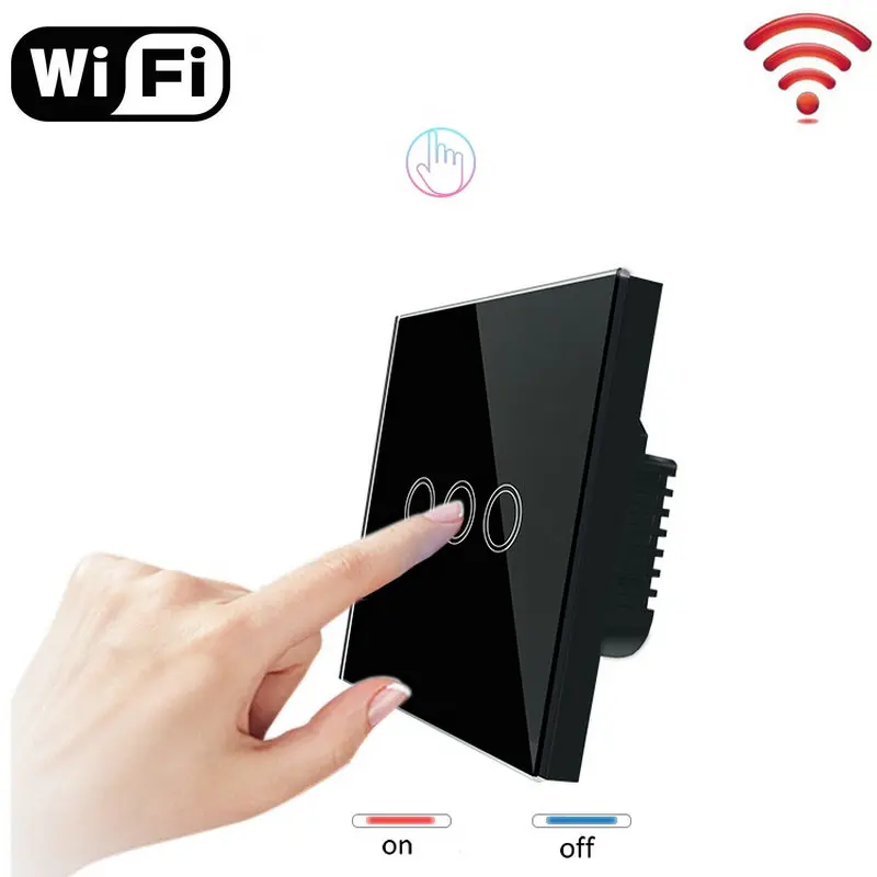 

Wireless Touch Switch EU Standard 3 Gang Wifi Control Switch APP Control Wifi Light Switch Smart Light Switch