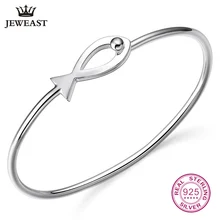 Браслет из стерлингового серебра 925 пробы в форме рыбы Гладкий Простой Модный студенческий браслет Модный распродажа ювелирных изделий
