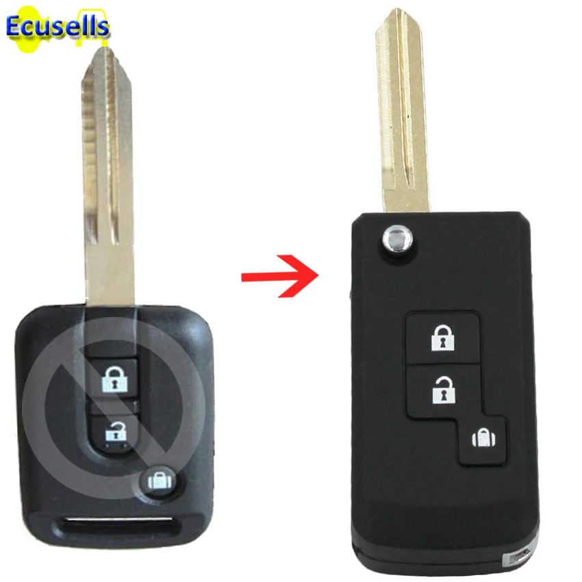 

New UNCUT 3BUTTON Flip Folding Remote Key fob Shell Case For Nissan Qashqai 350Z X-trail Navara Micra Almera