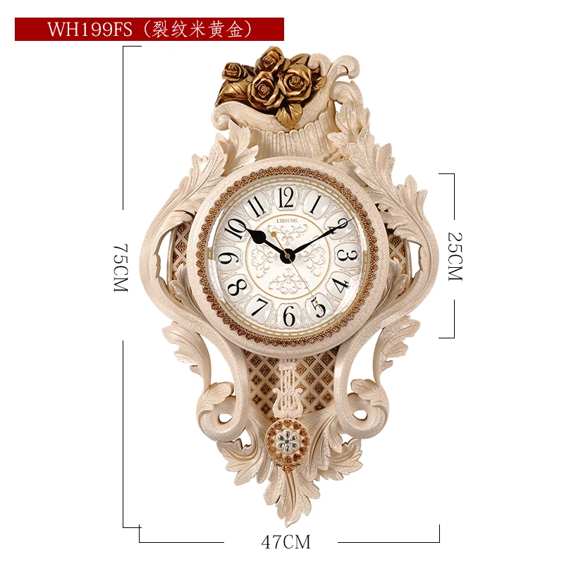 Atmosphere Wall Clock Retro Wall Clock Color:F-74X37cm