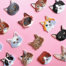 Ahyonniex Merk Leuke Borduurwerk Kat Patch Kid 'S Kleding Patches Rugzak Decoratie Stof Applique Kleine Iron On Patches