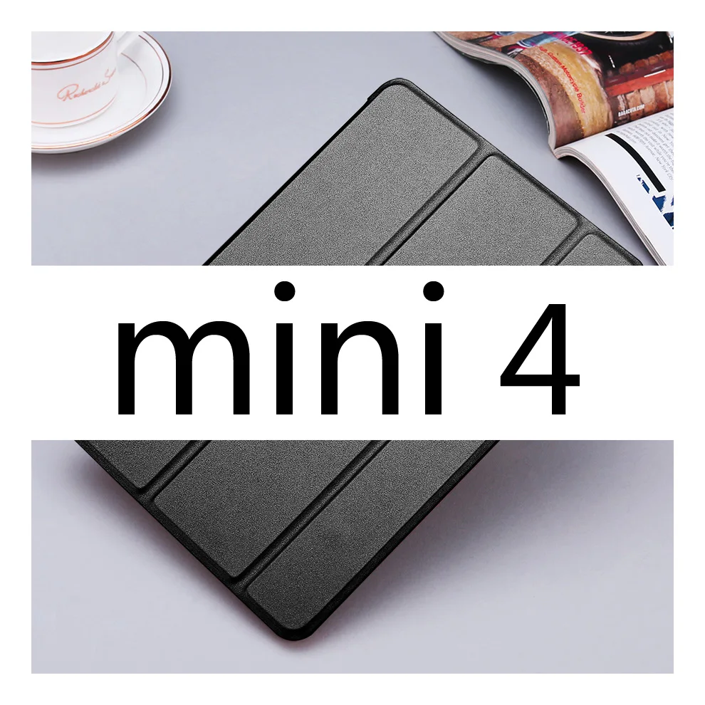 Чехол для iPad Mini 5 4 3 2 1 тонкий из искусственной кожи трехслойный стенд Авто Режим сна/Пробуждение Смарт-Чехол для mini1 mini2 mini3 mini4 mini5 - Цвет: Black For mini 4