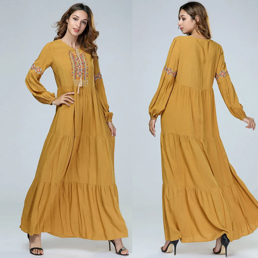 Новая мода мусульманское платье одежда дизайн для женщин Национальный халат Исламская мусульманская абайя Ближний Восток длинное