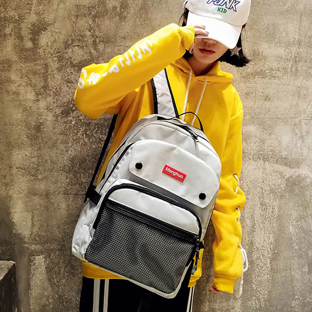 2017 Mochilas de mujer para adolescentes jóvenes tendencia mochila escolar bolsa de estudiante Menghuo marca Nylon impermeable mochila para ordenador portátil 2017 Mochilas de mujer para adolescentes jóvenes tendencia mochila escolar bolsa de estudiante Menghuo marca Nylon impermeable mochila para ordenador portátil